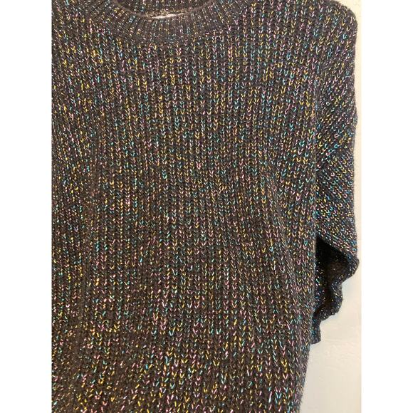 90's Vintage Spring Seasons Black Metallic Long Sleeve Crewneck Sweater S/M - Picture 10 of 11